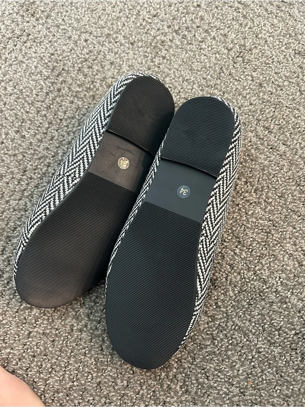 Women's Black & White Herringbone Mary Jane Flats